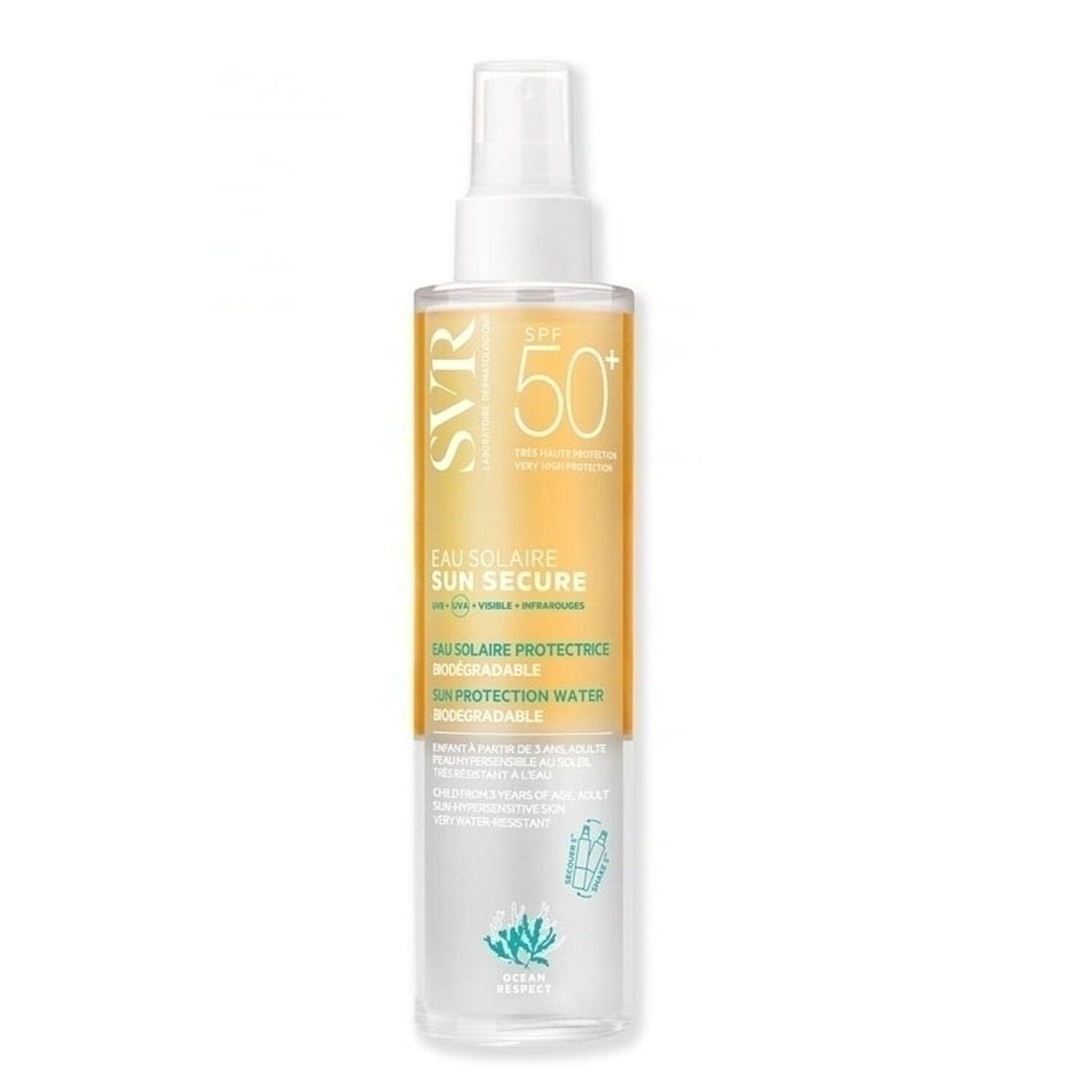 Sun Secure SPF50+ - Eau Solaire Protectrice Biodégradable 200 ml