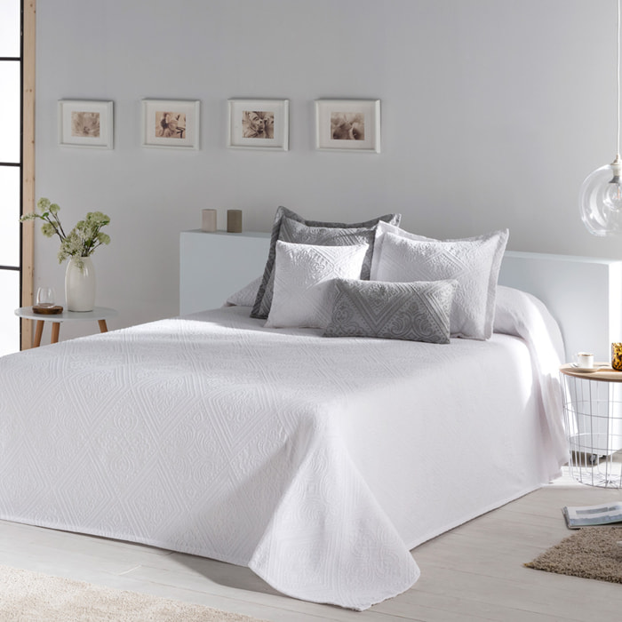 Jeté de lit BRIANCE - coton et polyester - blanc