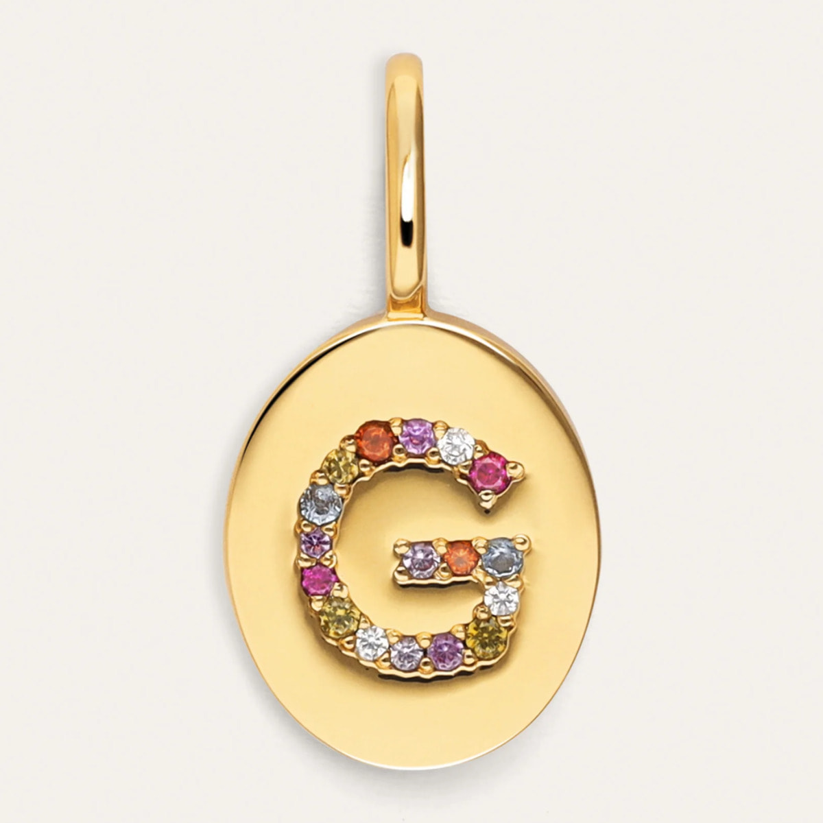 Charm Personalizado Signet Letter Colors Placcato Oro