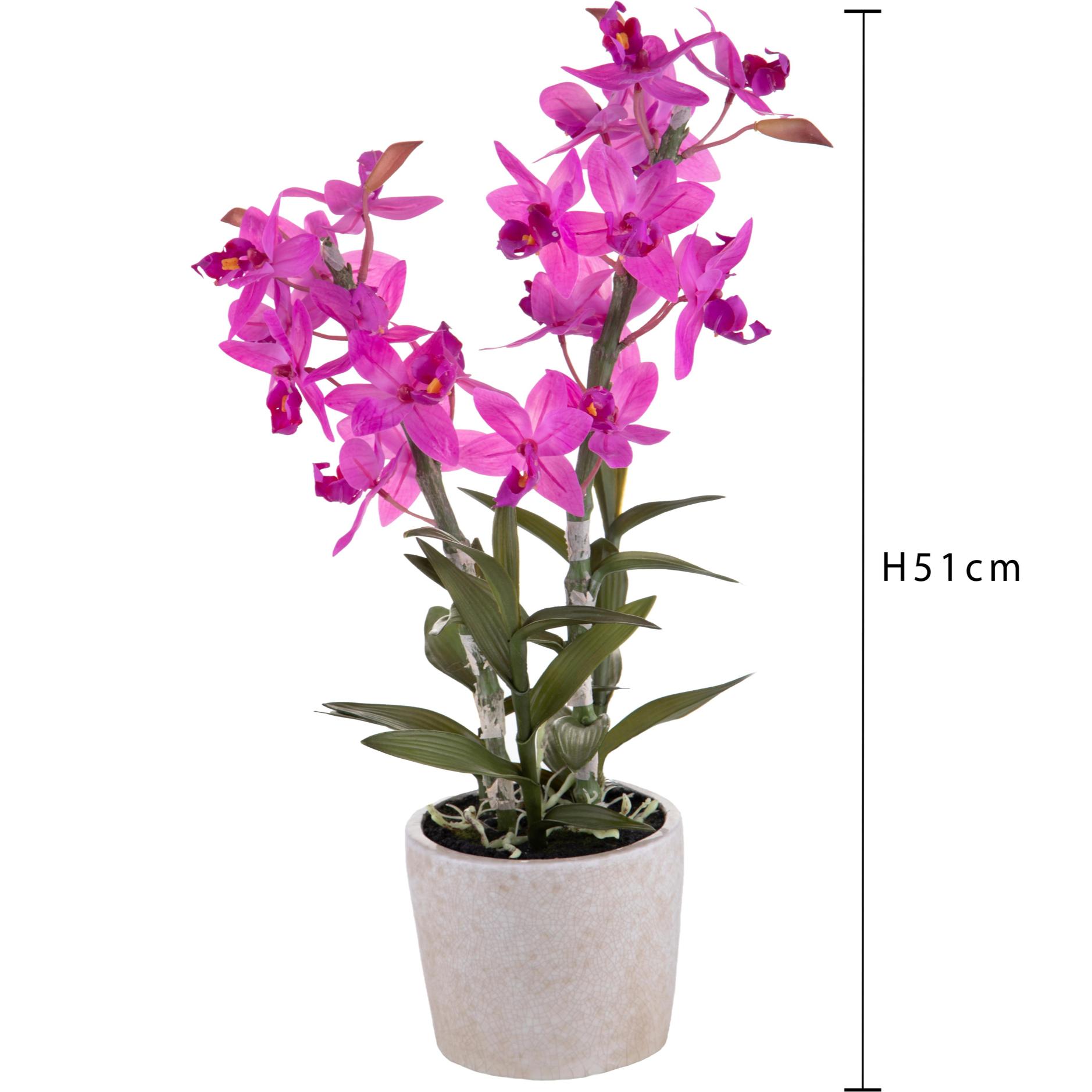 Orchidea Con Vaso. Altezza 51 Cm - Pezzi 1 - 26X51X20cm - Colore: Rosa - Bianchi Dino - Piante Artificiali