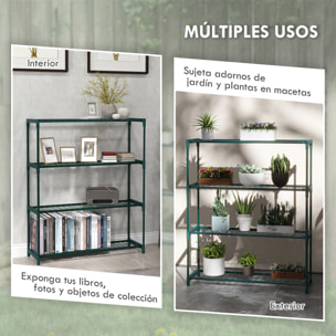 Estantería para Plantas Soporte para Macetas de 4 Niveles con Estructura de Acero para Jardín Patio 89x28x107 cm Verde Oscuro