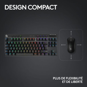 Clavier gamer sans fil LOGITECH Pro X LIGHTSPEED  TKL Tactile Noir