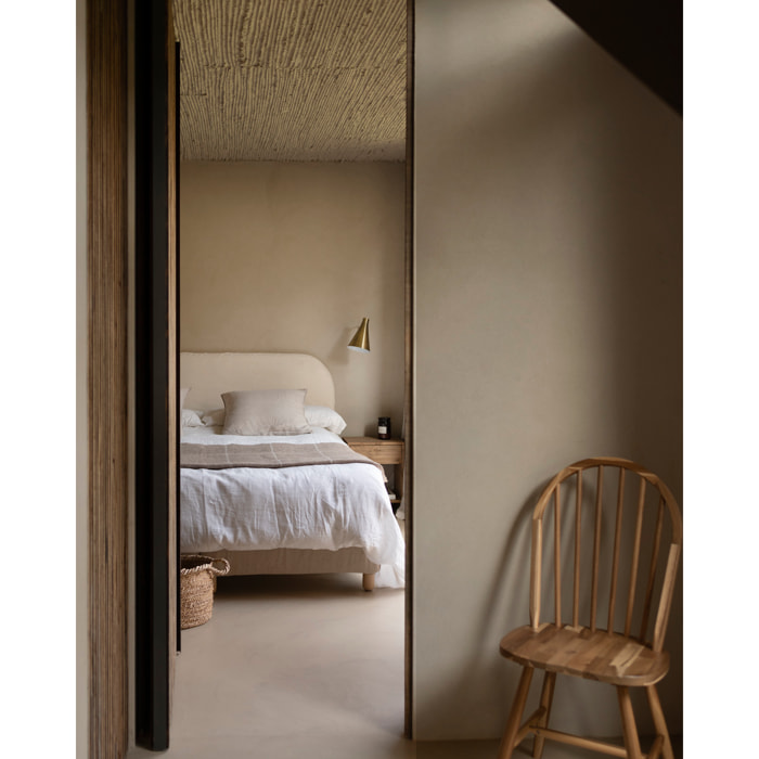 Tête de lit déhoussable en velours côtelé blanc cassé en différentes tailles
