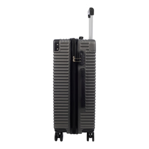 Set di 3 valigie Trolley, in materiale leggero ABS ad alta resistenza con angoli rinforzati. Chiusura numerica e 4 ruote doppie estraibili e rotanti a 360°.