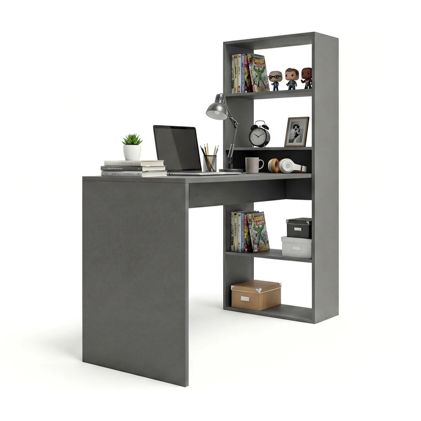 Mesa de escritorio con estantería en gris grafito 120x50 cm Cosmic Gris Grafito