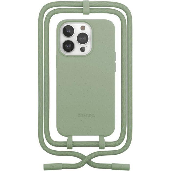 Coque avec cordon WOODCESSORIES iPhone 14 Pro Tour de cou vert