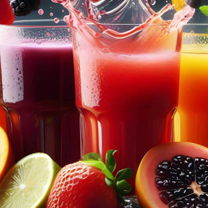 Affiche encadrée fruits rouges en éclaboussure Affiche + cadre en métal - Noir