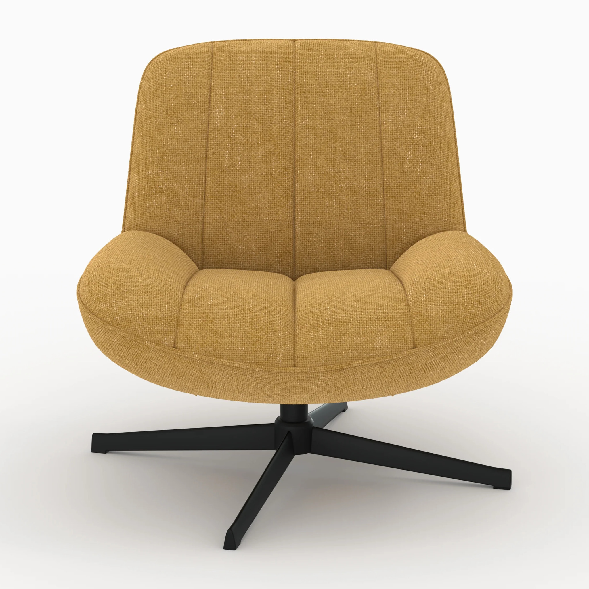 Fauteuil pivotant en tissu effet velours jaune moutarde - Elvis