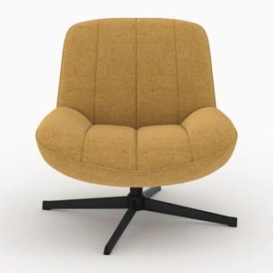Fauteuil pivotant en tissu effet velours jaune moutarde - Elvis