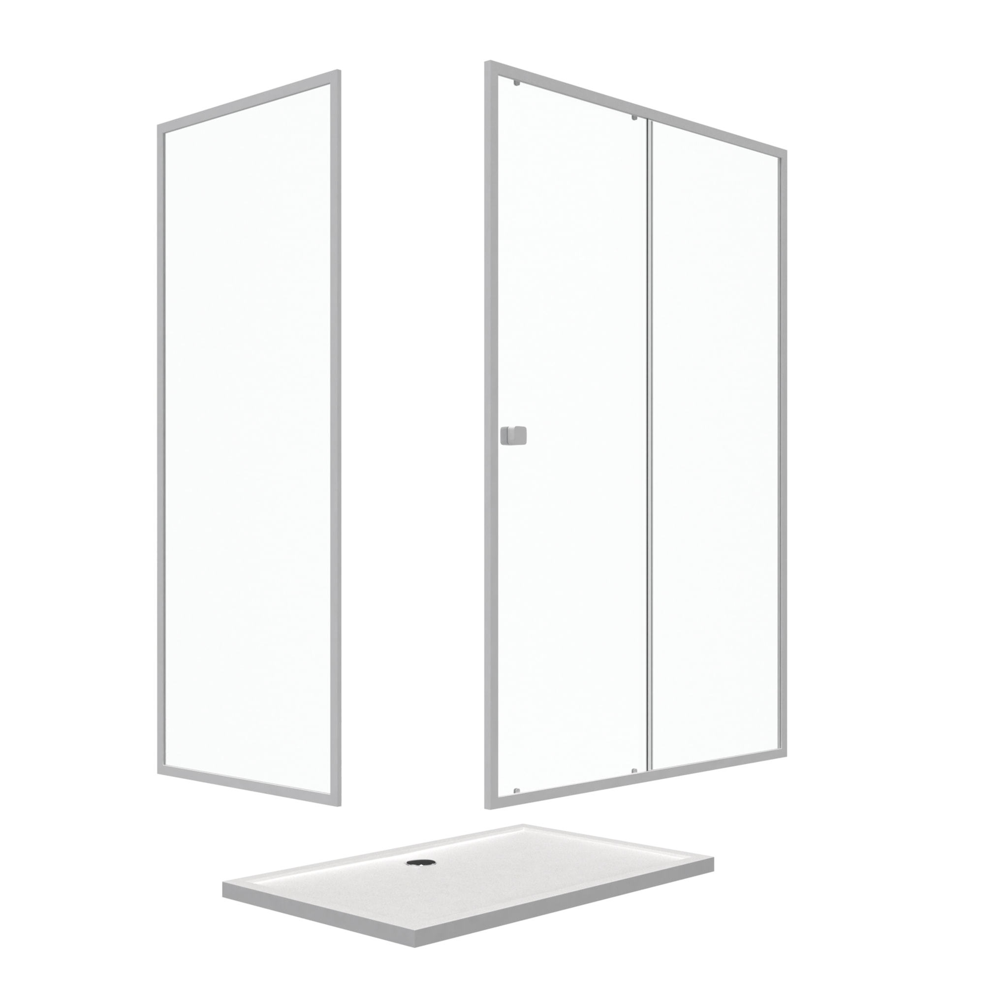 Pack porte de douche Coulissante blanc 140X185 cm + paroi de retour 90cm + receveur à poser - WHITY