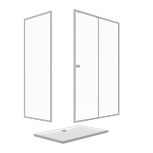 Pack porte de douche Coulissante blanc 140X185 cm + paroi de retour 90cm + receveur à poser - WHITY