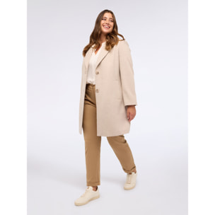 Fiorella Rubino - Cappotto misto lana con bottoni e collo a lancia - Beige
