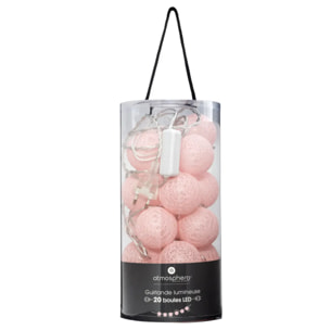 Guirlande LED 20 boules - rose L435 cm