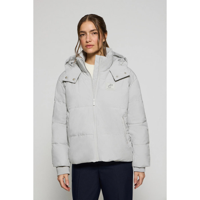 Chaqueta corta Artic gris de capucha fija y detalles Polo Club