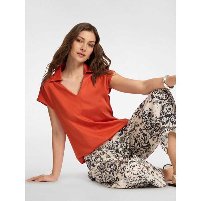 Elena Mirò - T-shirt con colletto - Arancione
