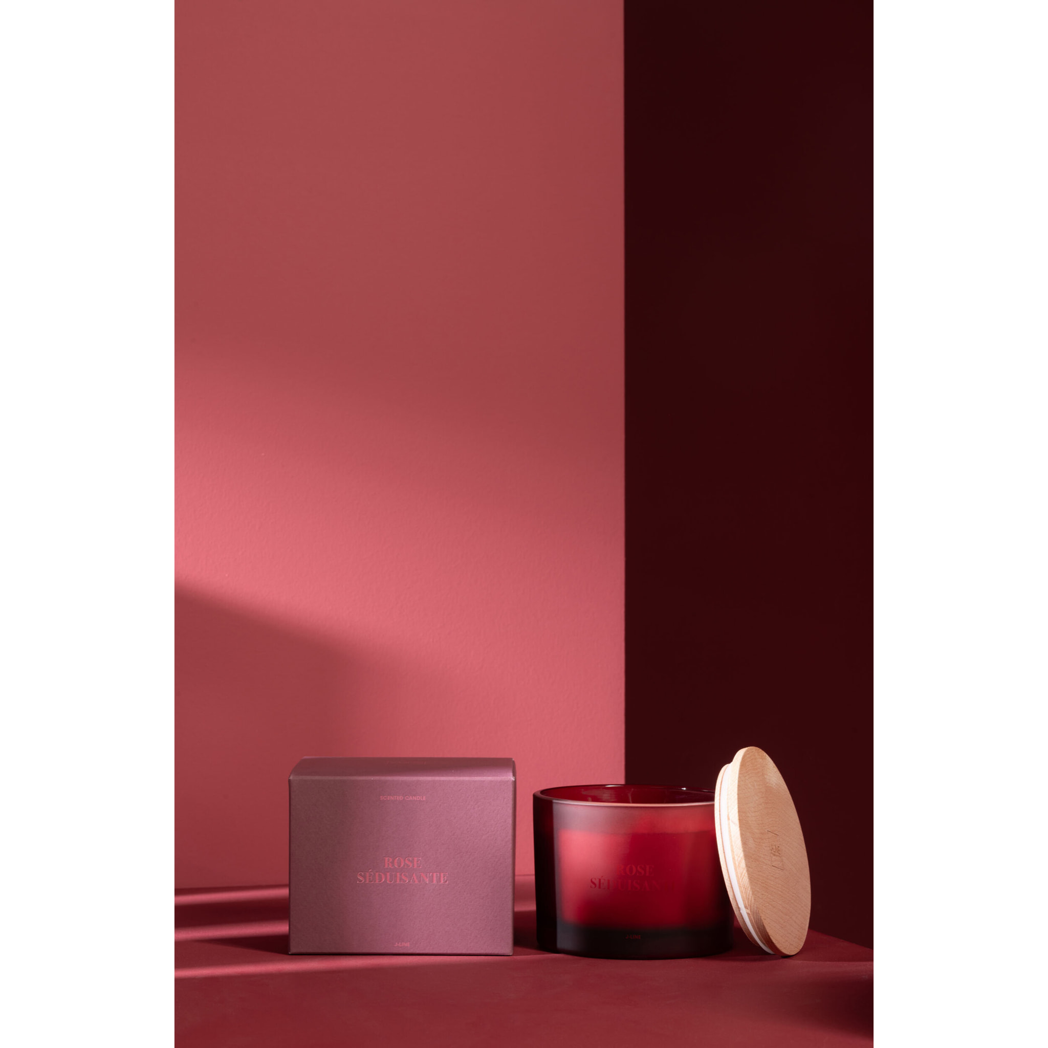 J-Line bougie parfumée Accords Essentiels - Rose Seduisante - verre - rouge - 28H