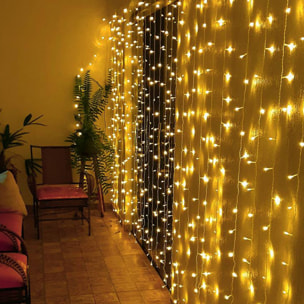 conjunto de luces de cortina con 172 luces led blanco cálido con control remoto 40 cuerdas