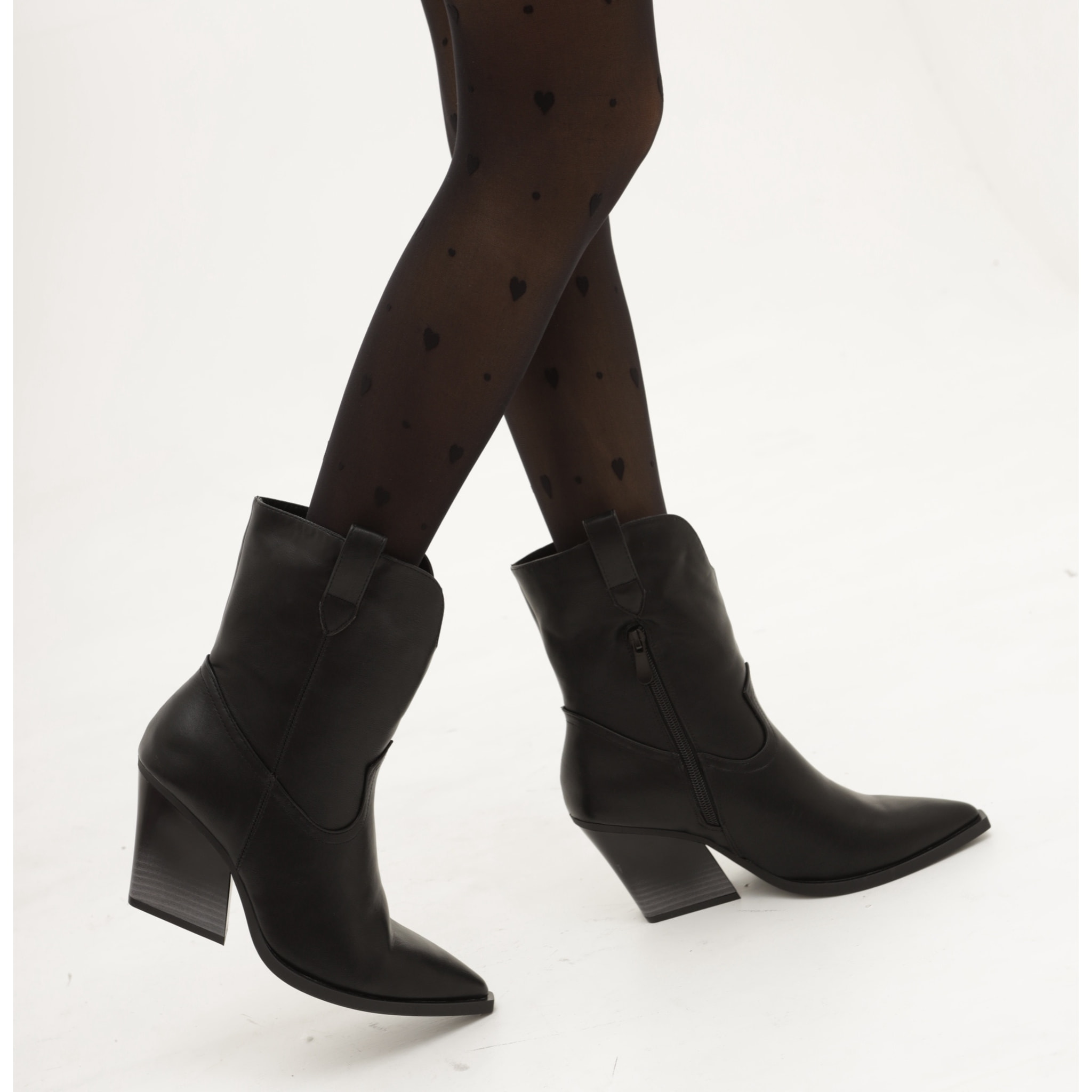 STIVALETTO TEXANO LISCIO NERO