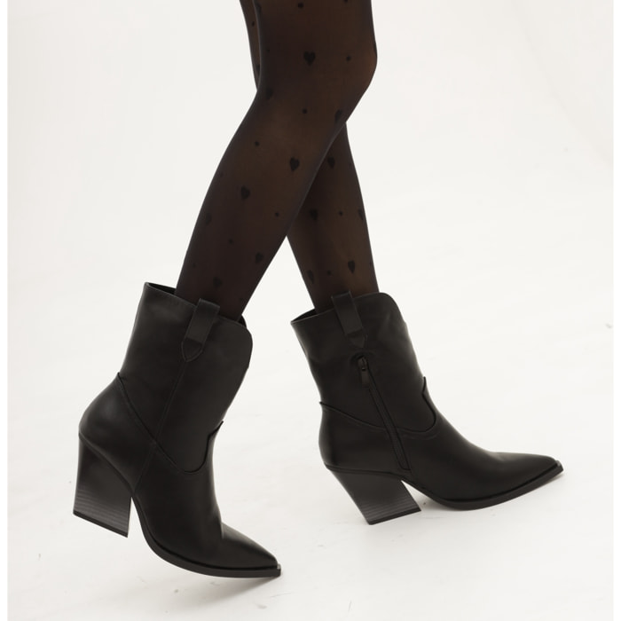 STIVALETTO TEXANO LISCIO NERO