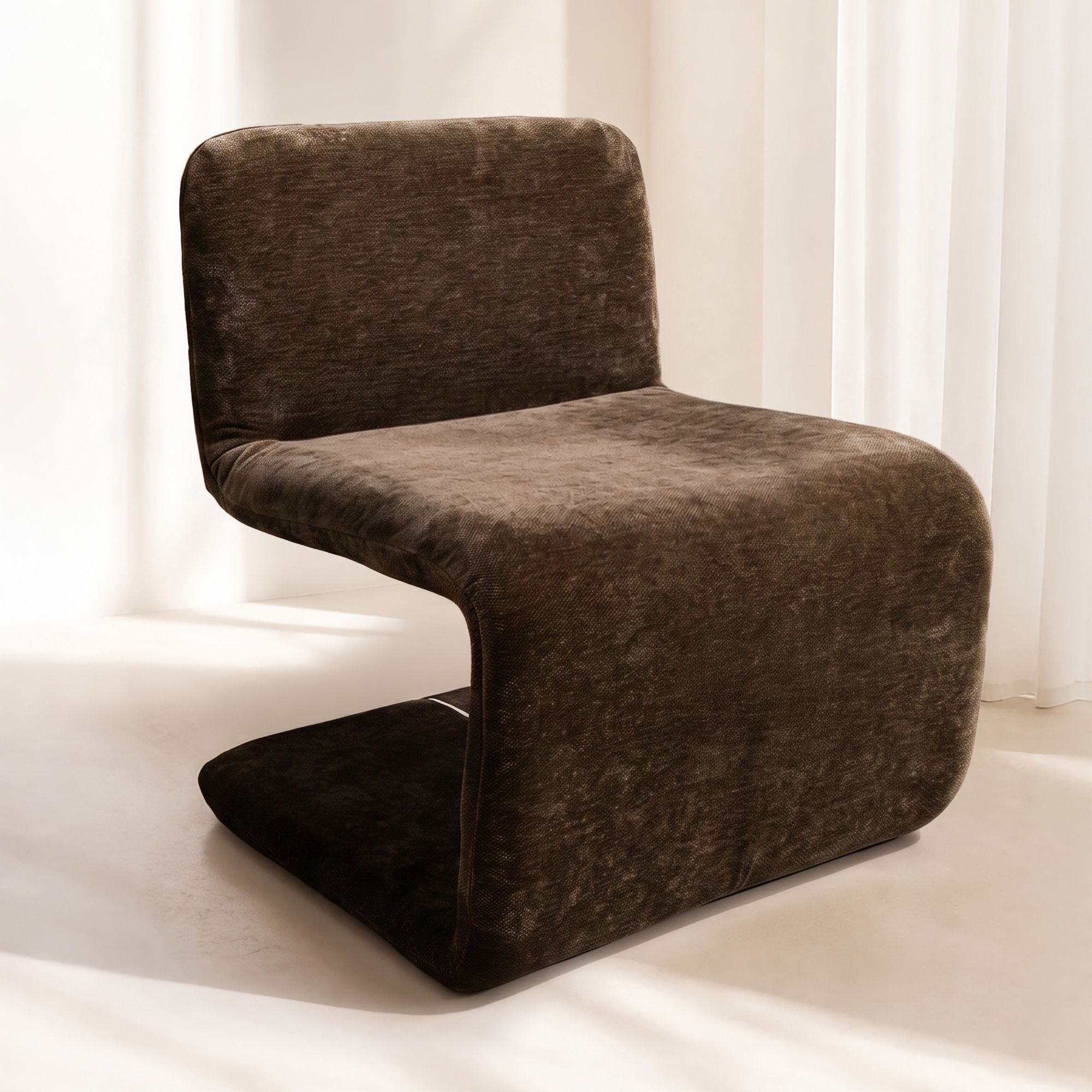 Fauteuil en tissu chenille cacao AXO