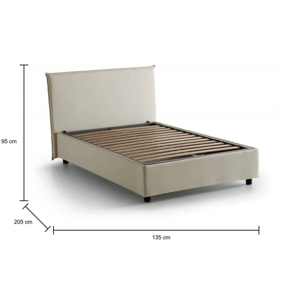 Letto piazza e mezza Ashasa, Letto contenitore con rivestimento in tessuto, 100% Made in Italy, Apertura frontale, adatto per materasso Cm 120x190, Beige