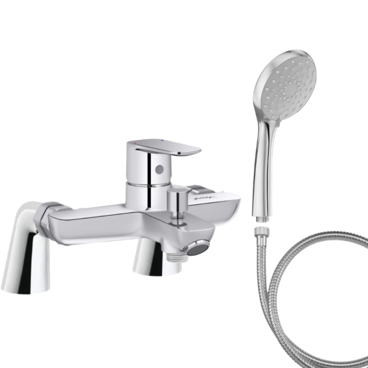 Mitigeur baignoire July+ + pommeau de douche Awaken + flexible de douche métal + colonnettes