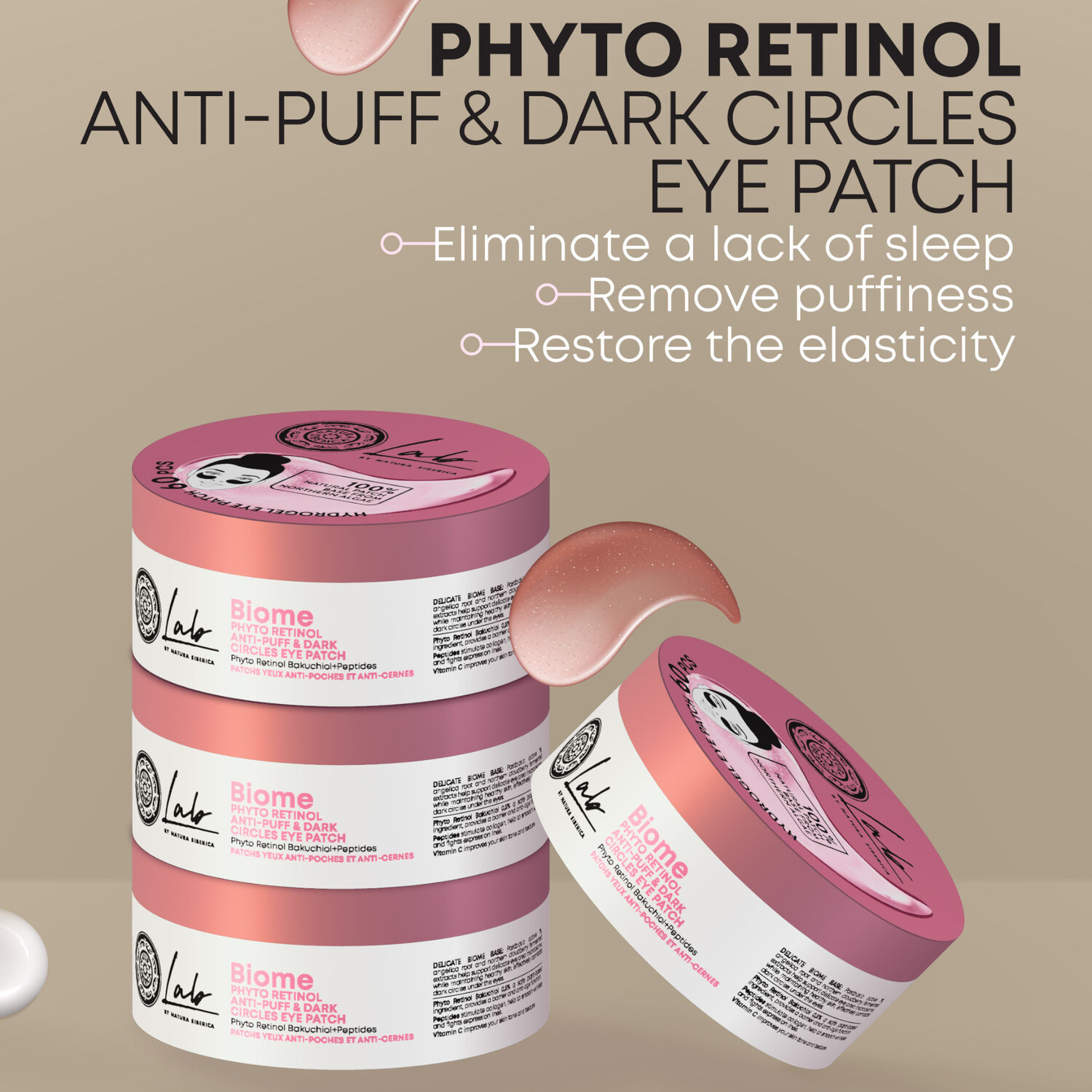 LAB BIOME - Patchs pour les yeux anti-cernes et anti-poches 60 patchs
