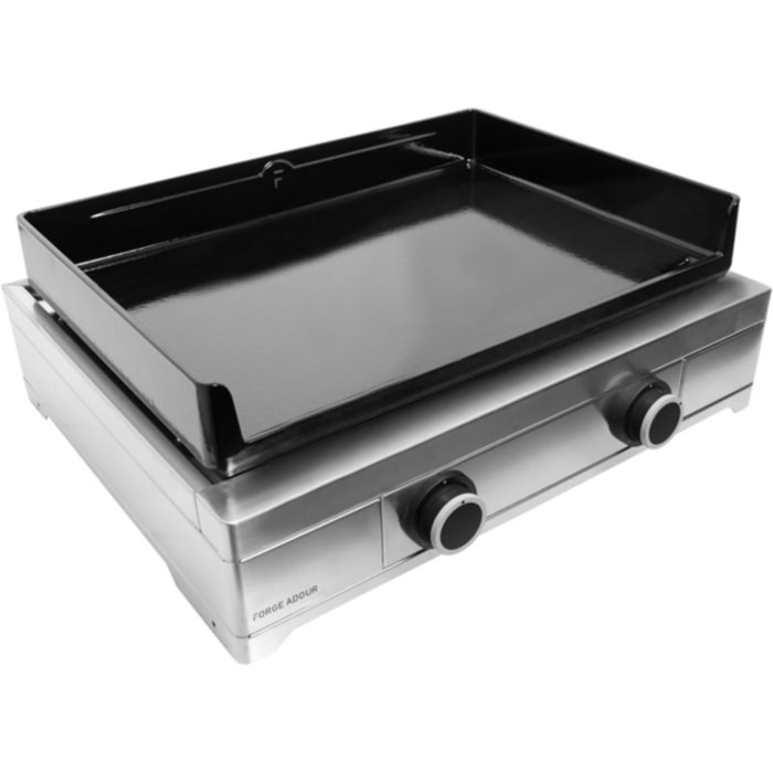 Plancha gaz FORGE ADOUR Modern 60 Inox 2 brûleurs à poser, 60x42 cm