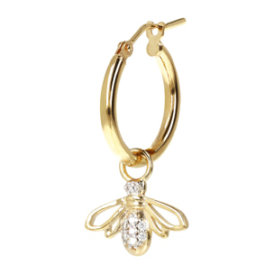 Mono Orecchino con Pendente Rimovibile Ape in Cubic Zirconia Placcato Oro Giallo 18kt