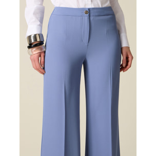 Oltre - Pantaloni palazzo in tessuto fluido - Azzurro