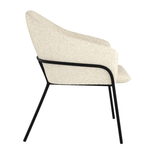 Chaise effet laine bouclette blanche et pieds en métal - Toscane