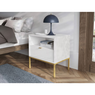 Table de chevet en bois "Tunis" - Blanche