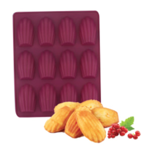 Moule pour 12 mini madeleines en silicone