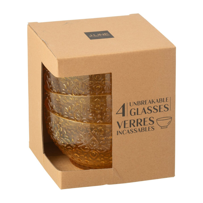 J-Line Boite 4 Bols Plastque Jaune