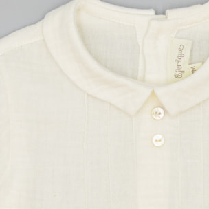 Camisa Blanca De Muselina Con Lorzas