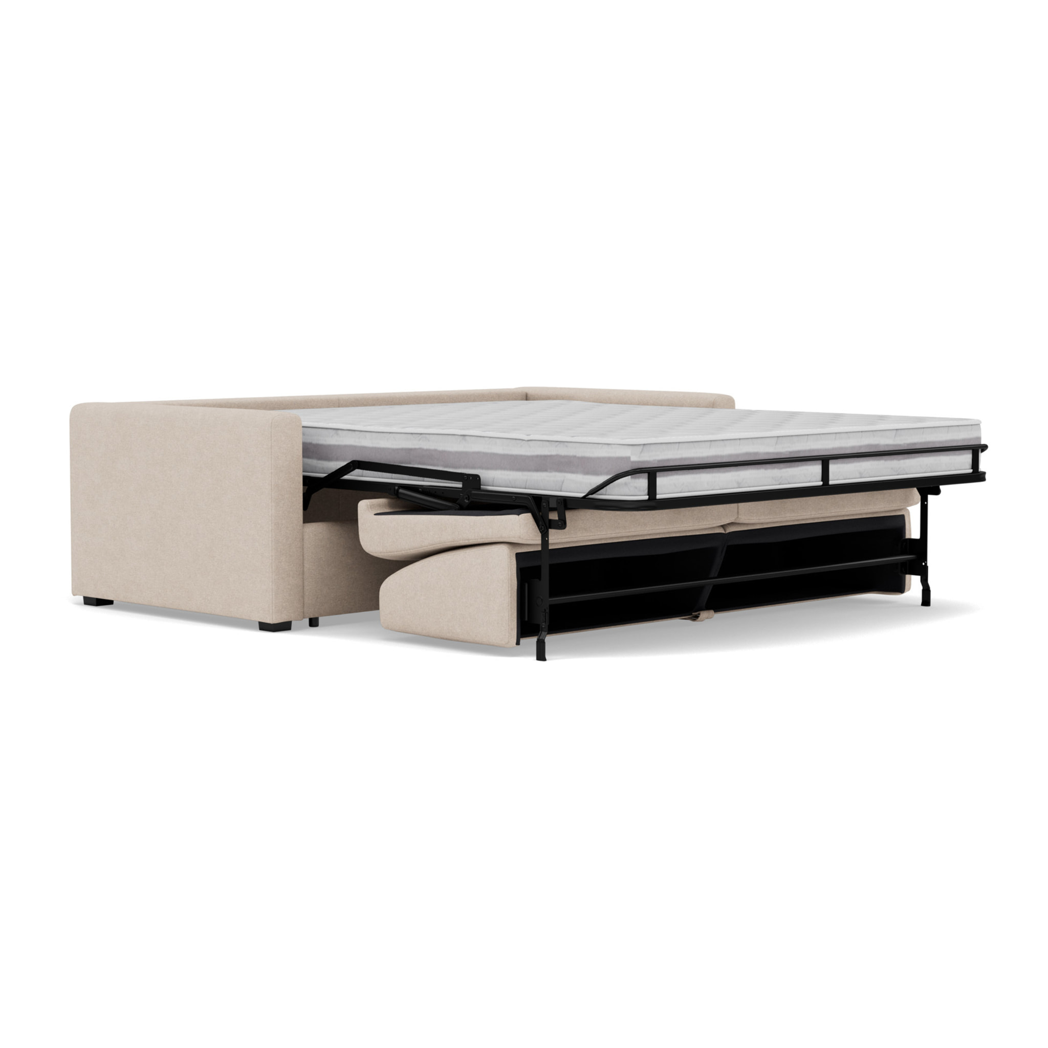 Julia - canapé 3 places convertible couchage quotidien matelas 18 cm en tissu - Beige