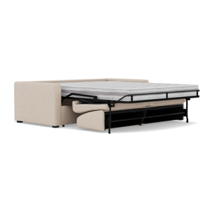 Julia - canapé 3 places convertible couchage quotidien matelas 18 cm en tissu - Beige