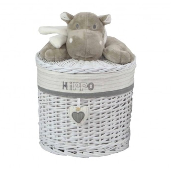 Corbeille ronde en osier déco hippopotame - HIPPOLY
