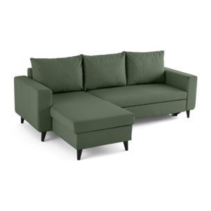 Nordic - canapé d'angle réversible 4 places - convertible avec coffre - en cuir vegan - Vert