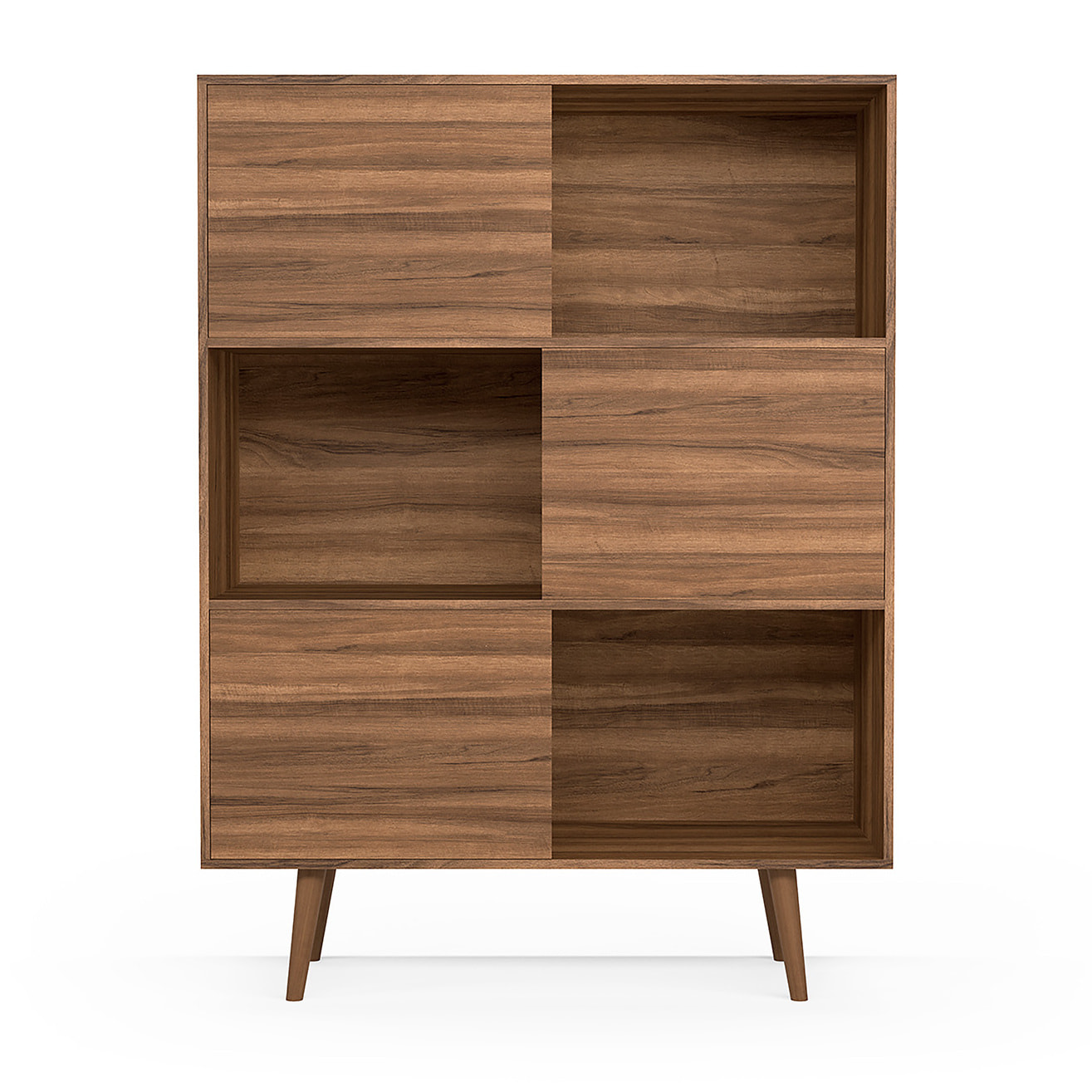 Estantería librería Nordic melamina nogal-blanco 131x100x30 cm