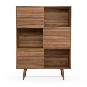 Estantería librería Nordic melamina nogal-blanco 131x100x30 cm