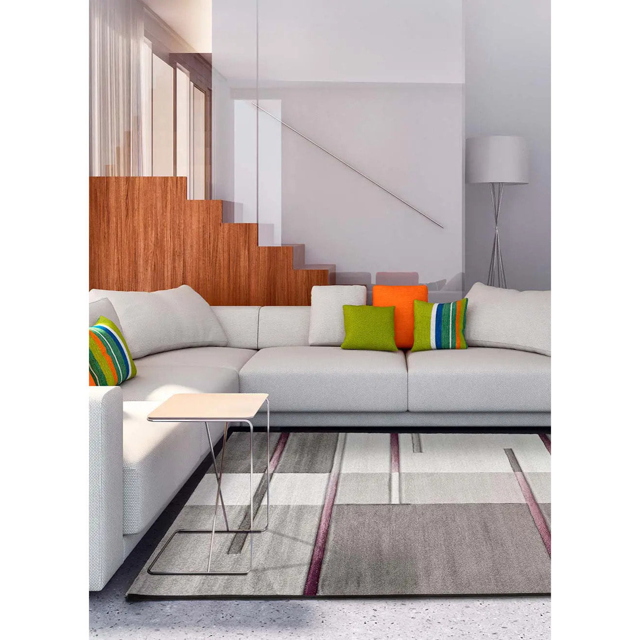 DETROIT Alfombra geométrica de pelo corto lila, varias medidas disponibles.