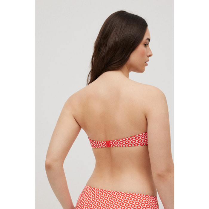 Top bikini a fascia con stampa piqué coppa C