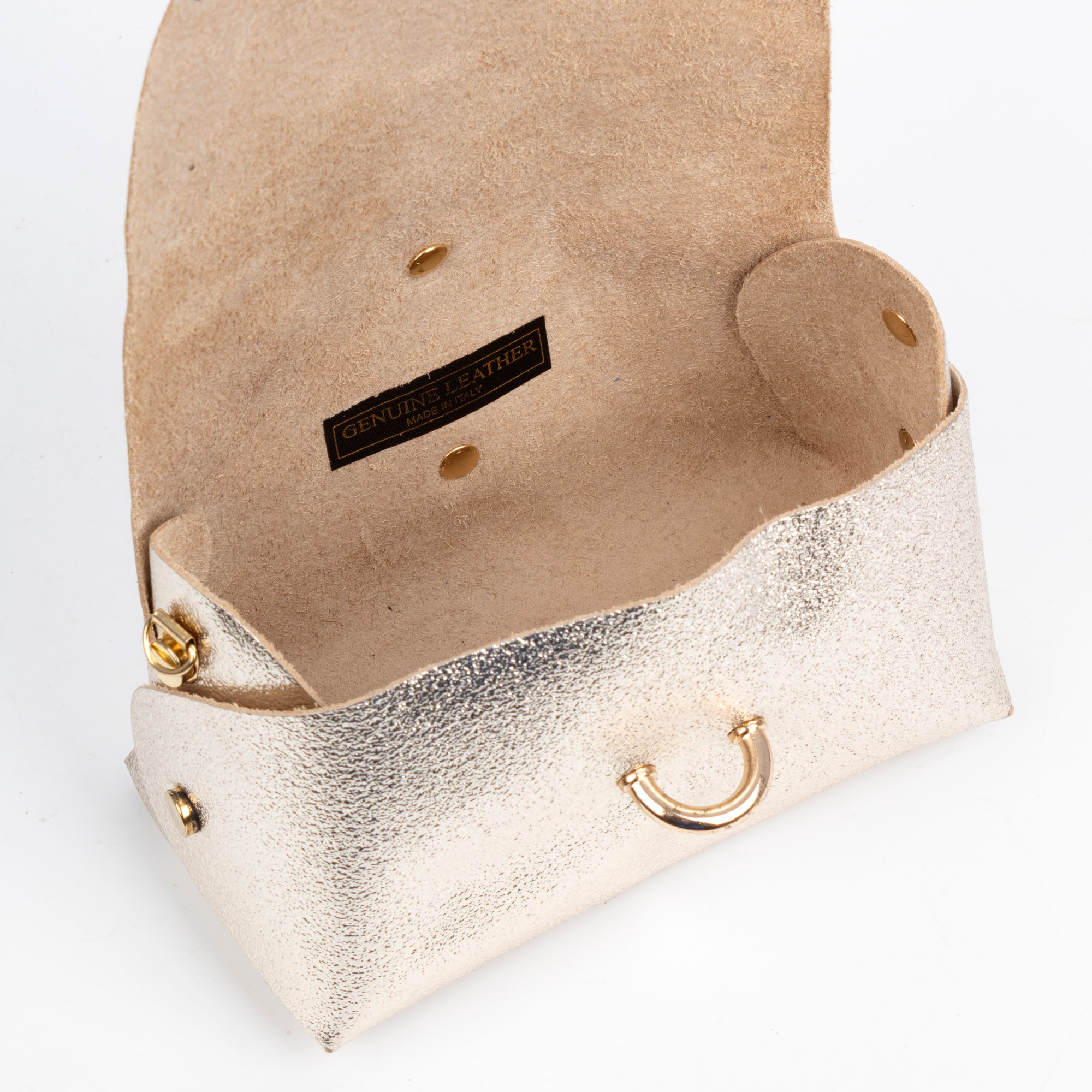 Aurora Bolso bandolera Mujer. Piel auténtica Gamuza lacado texturizado brillante.