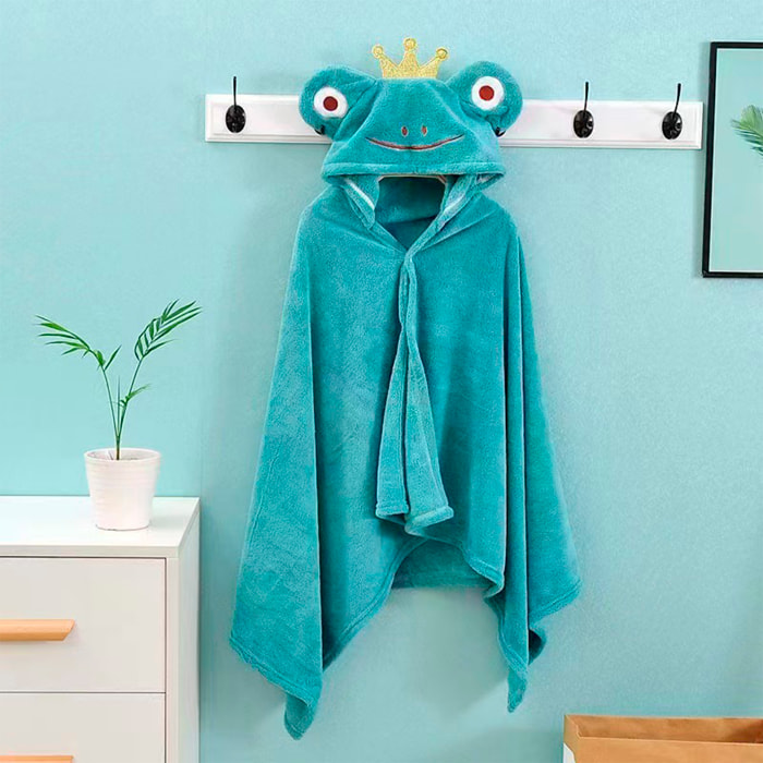 Accappatoio per bambini con cappuccio design rana. 70x140 cm.