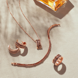 Orecchini a Cerchio Doppia Onda in Cubic Zirconia Marroni