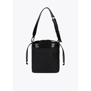 Borsa Hobo in Tessuto ed Effetto Pelle