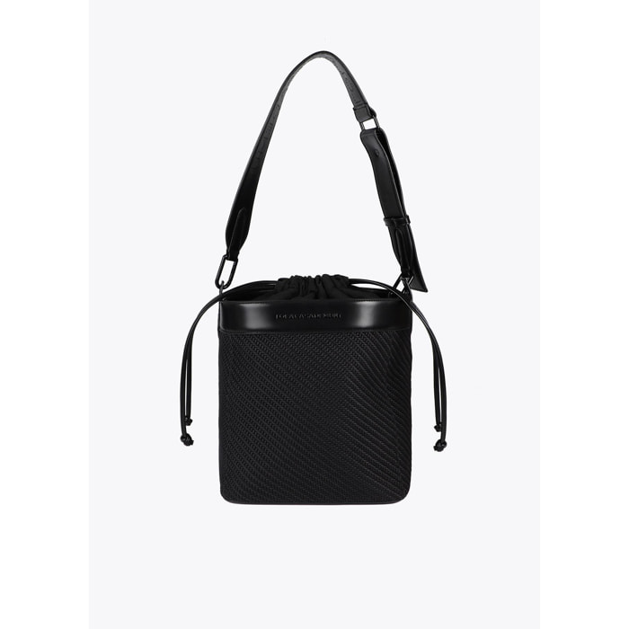 Borsa Hobo in Tessuto ed Effetto Pelle