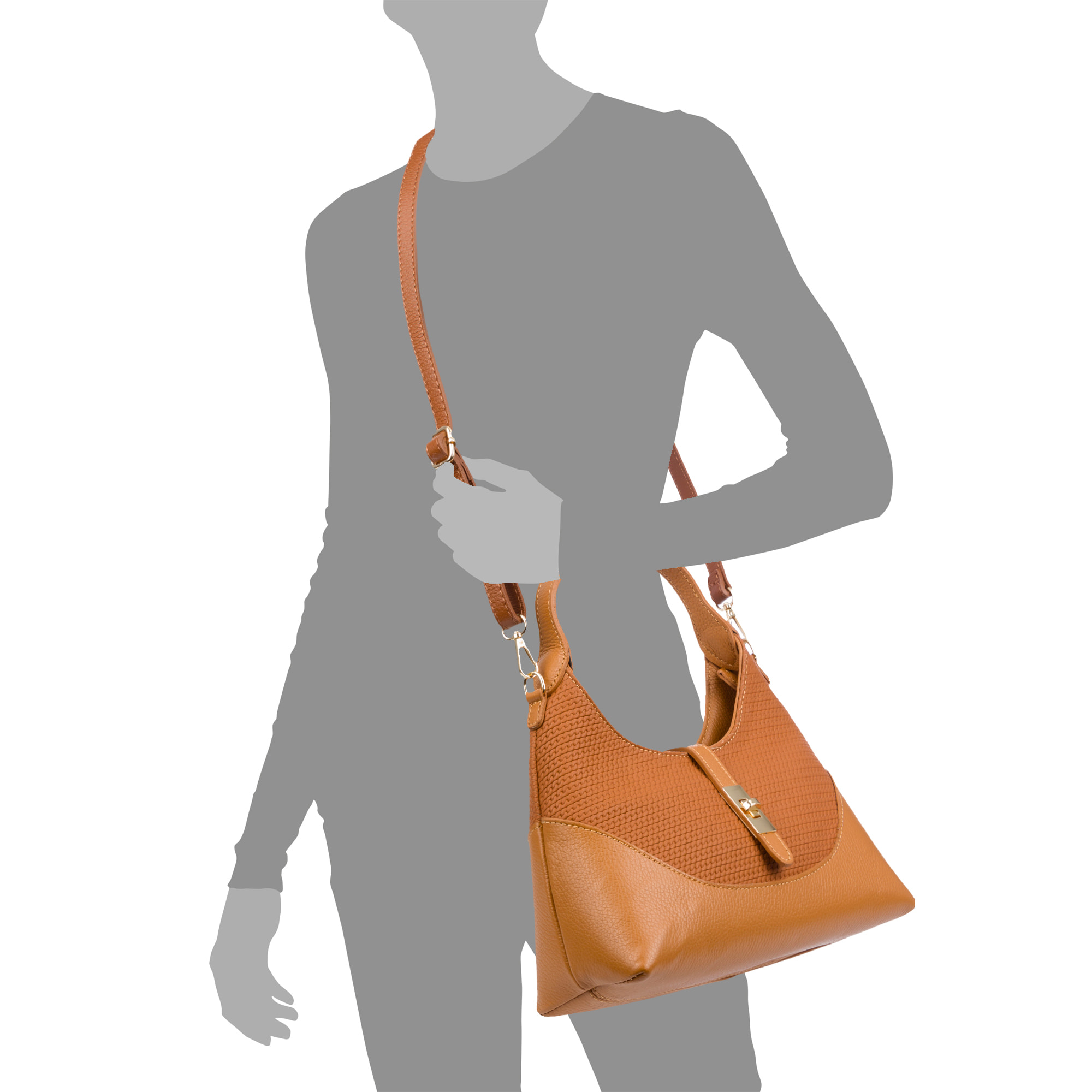 Belgioioso Bolso de hombro Mujer. Piel auténtica acabado Dollaro estampado