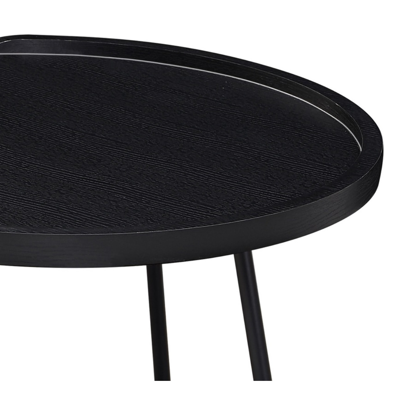 Set tavolini moderni nero con top in MDF e gambe nere in metallo - Zach